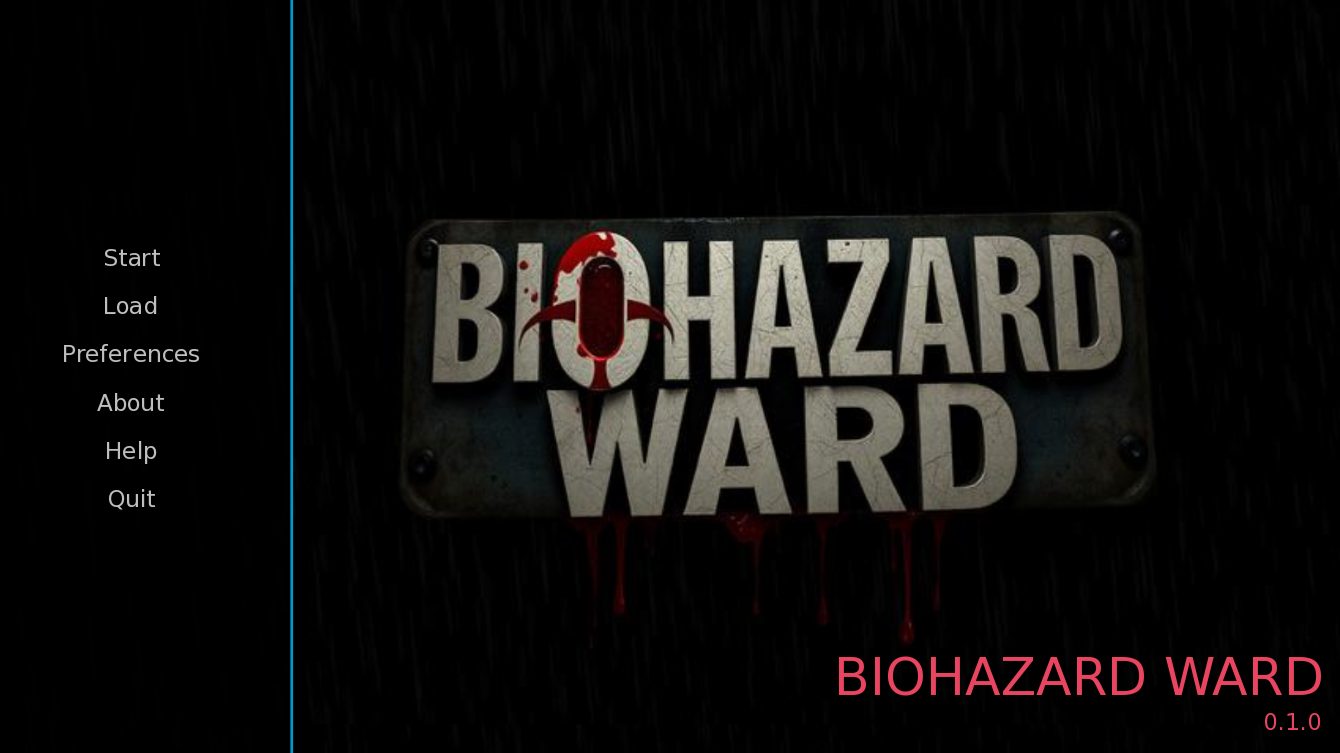Biohazard Ward horror visual novel game title screen